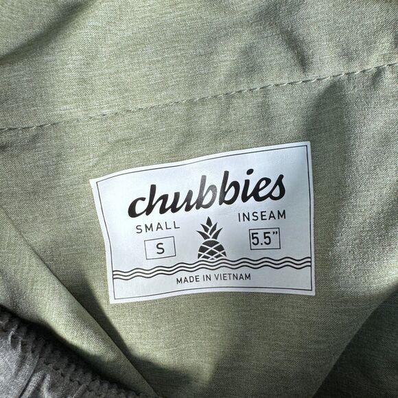 Chubbies Shorts Mens Size Small Green 5.5 Inseam The Smoothies Elastic Waist - Picture 8 of 9